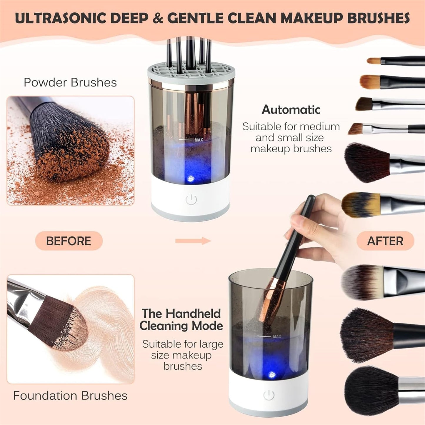 Electric Makeup Brush Cleaner, Cosmetic Brush Cleaner, Automatic Spinning Makeup Brush Cleaner Deep Cleaning