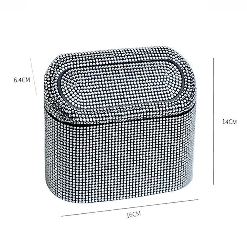 Artificial Diamond-Studded Car Trash Can