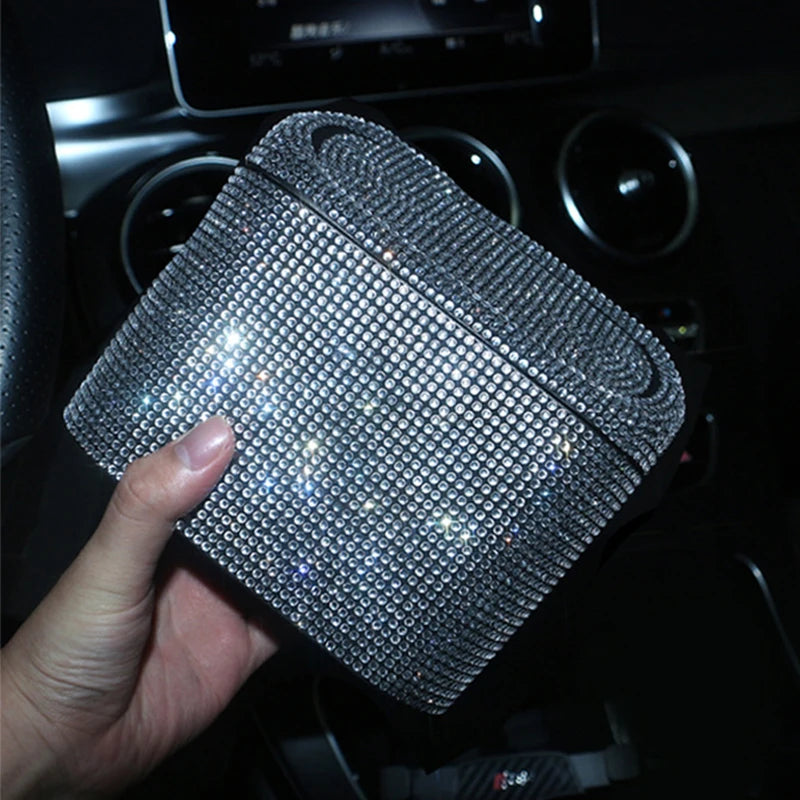 Artificial Diamond-Studded Car Trash Can