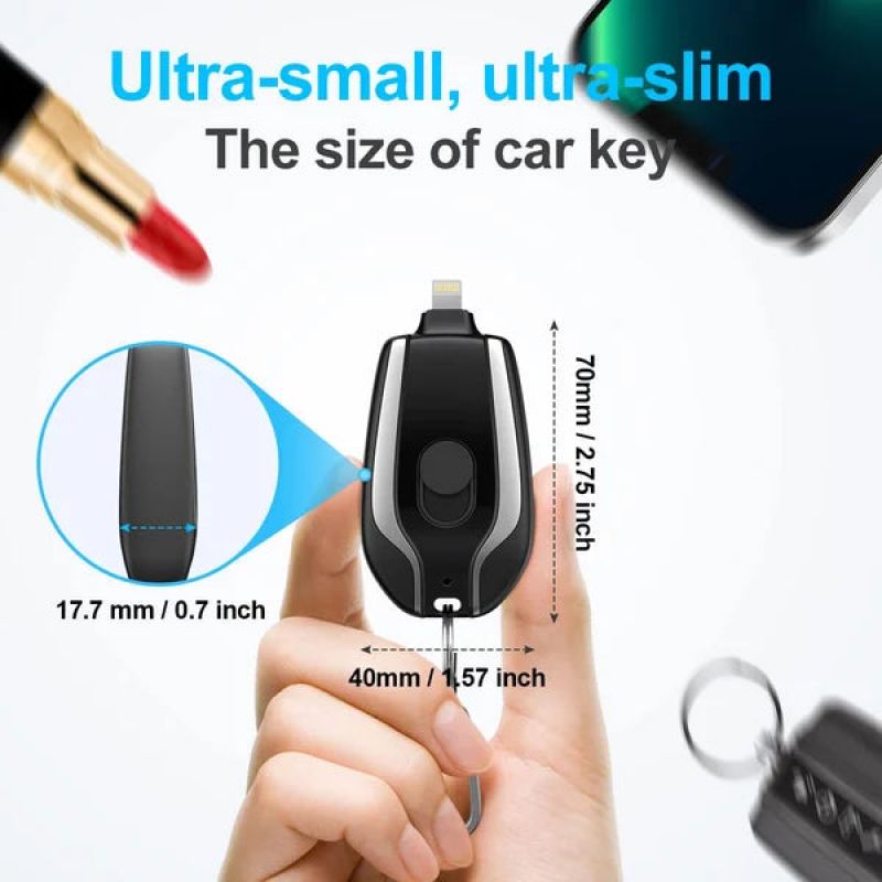 Portable IPhone  Keychain Charger  | Fast Charging Backup Power Bank For IPhone Devices